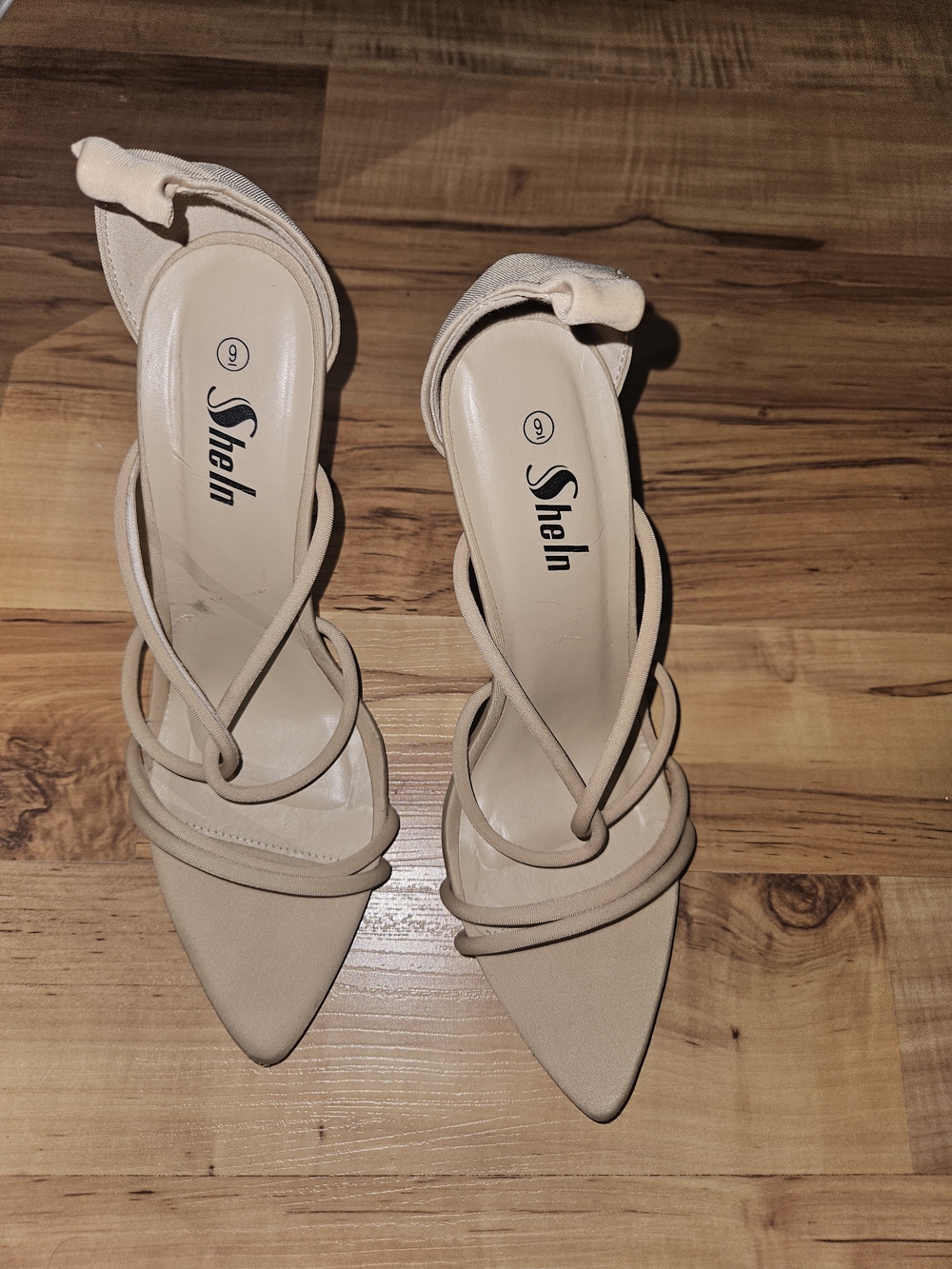 SheIn Nude Strappy Pointed-Toe Heels